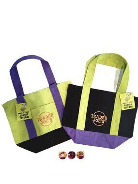 (SET of 2) 🎃 2026 Trader Joe’s Halloween Mini Canvas Tote Bags - MULTI Color